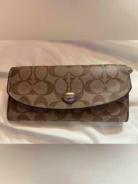 Coach Signature Canvas Wallet Clutch in Browns and Greys